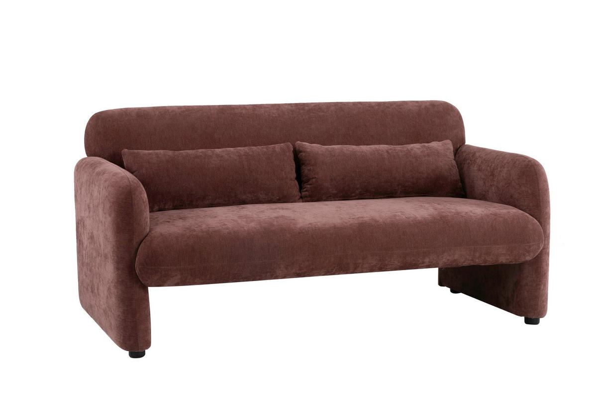2-SITZER-SOFA MILA Samt Dunkelrot  - Schwarz/Dunkelrot, Design, Kunststoff/Textil (148/83/76cm) - MID.YOU