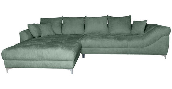 ECKSOFA  in Chenille Waldgrün  227/329 cm  - Waldgrün/Chromfarben, KONVENTIONELL, Textil/Metall (227/329cm) - Carryhome