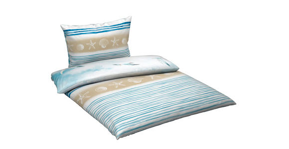 WENDEBETTWÄSCHE TANJA Satin 140/200 cm  - Blau/Beige, KONVENTIONELL, Textil (140/200cm) - Novel