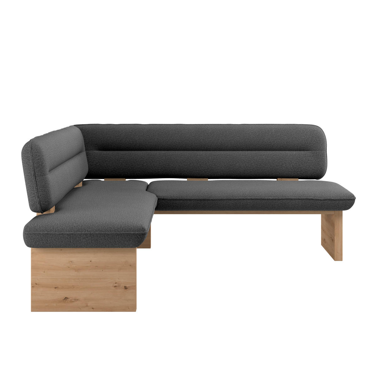 ECKBANK 170/232 cm Webstoff Schwarz Eiche Sperrholz   - Eichefarben/Schwarz, KONVENTIONELL, Holz/Textil (170/232cm) - Livetastic