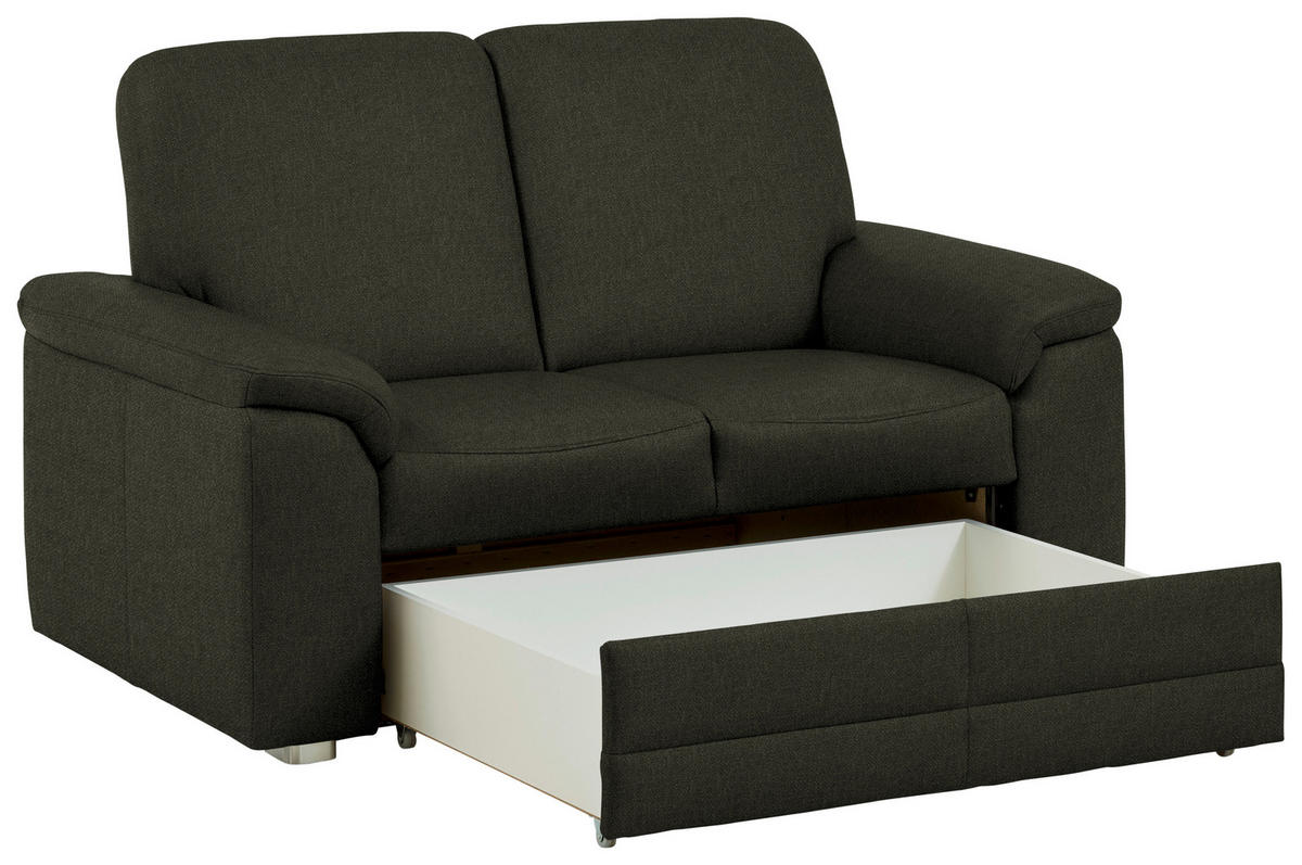 2-SITZER-SOFA Chenille Dunkelgrün  - Dunkelgrün/Alufarben, Konventionell, Textil/Metall (156/96/89cm) - Beldomo Comfort