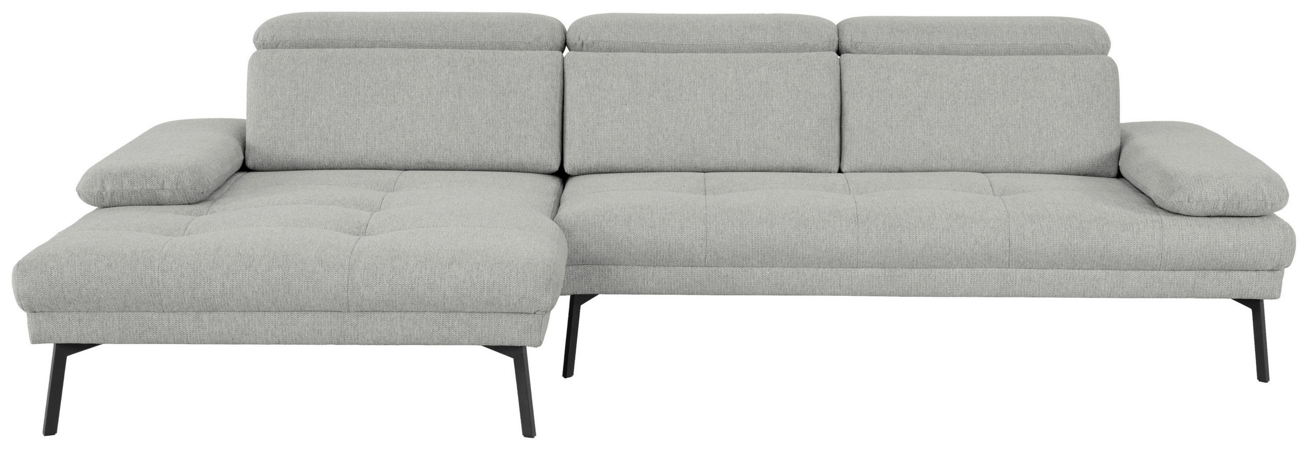 ECKSOFA Ottomane links, Eckteil  More_LZ Hellgrau Webstoff  - Hellgrau/Schwarz, Design, Textil/Metall (188/296cm) - Xora