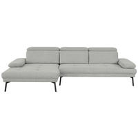 ECKSOFA Ottomane links, Eckteil  More_LZ Hellgrau Webstoff  - Hellgrau/Schwarz, Design, Textil/Metall (188/296cm) - Xora