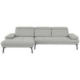 ECKSOFA Ottomane links, Eckteil  More_LZ Hellgrau Webstoff  - Hellgrau/Schwarz, Design, Textil/Metall (188/296cm) - Xora