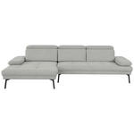 ECKSOFA Ottomane links, Eckteil  More_LZ Hellgrau Webstoff  - Hellgrau/Schwarz, Design, Textil/Metall (188/296cm) - Xora