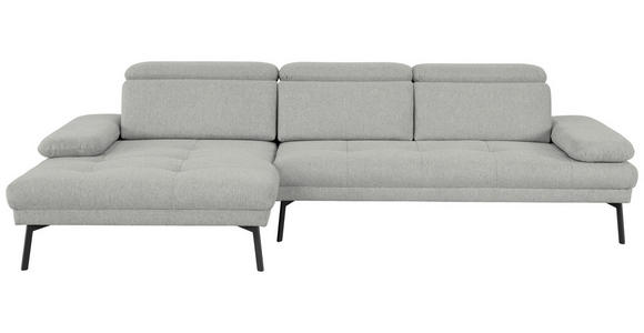 ECKSOFA Ottomane links, Eckteil  More_LZ Hellgrau Webstoff  - Hellgrau/Schwarz, Design, Textil/Metall (188/296cm) - Xora