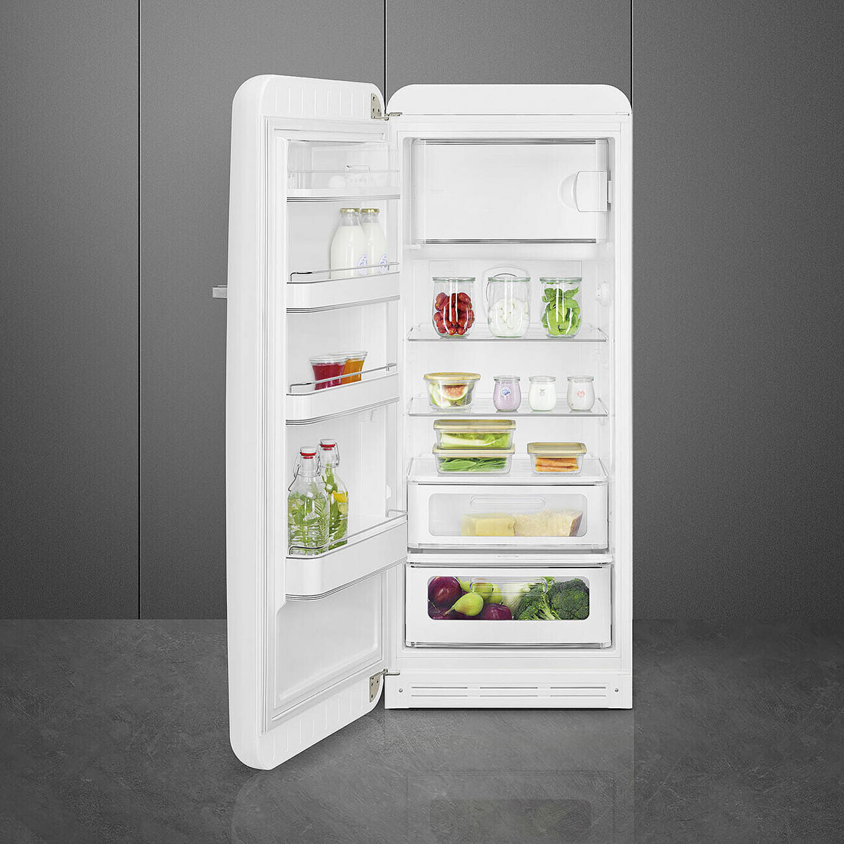 KÜHL-GEFRIER-KOMBINATION FAB28LWH6  - Weiss Hochglanz, Trend, Metall (60.1/153/76.8cm) - SMEG