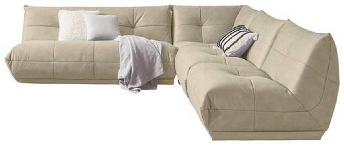 ECKSOFA in Lederlook Creme  - Creme, Trend, Textil (285/315cm) - Livetastic