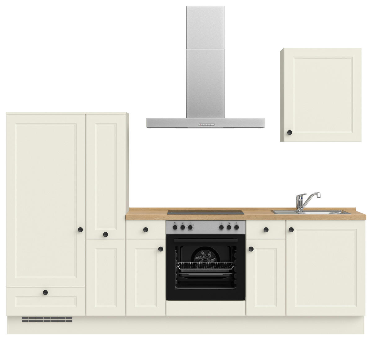 KÜCHENBLOCK Cascada 270 cm  in Weiß, Eichefarben  - Eichefarben/Schwarz, MODERN, Holzwerkstoff/Metall (270cm) - Nobilia