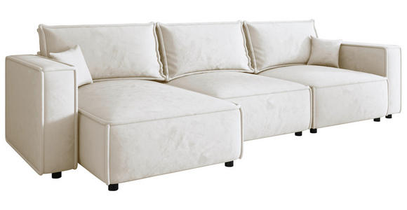 ECKSOFA Creme Webstoff Zierkissen, Rückenkissen, Rücken echt  - Creme/Schwarz, MODERN, Kunststoff/Textil (153/350cm) - Xora