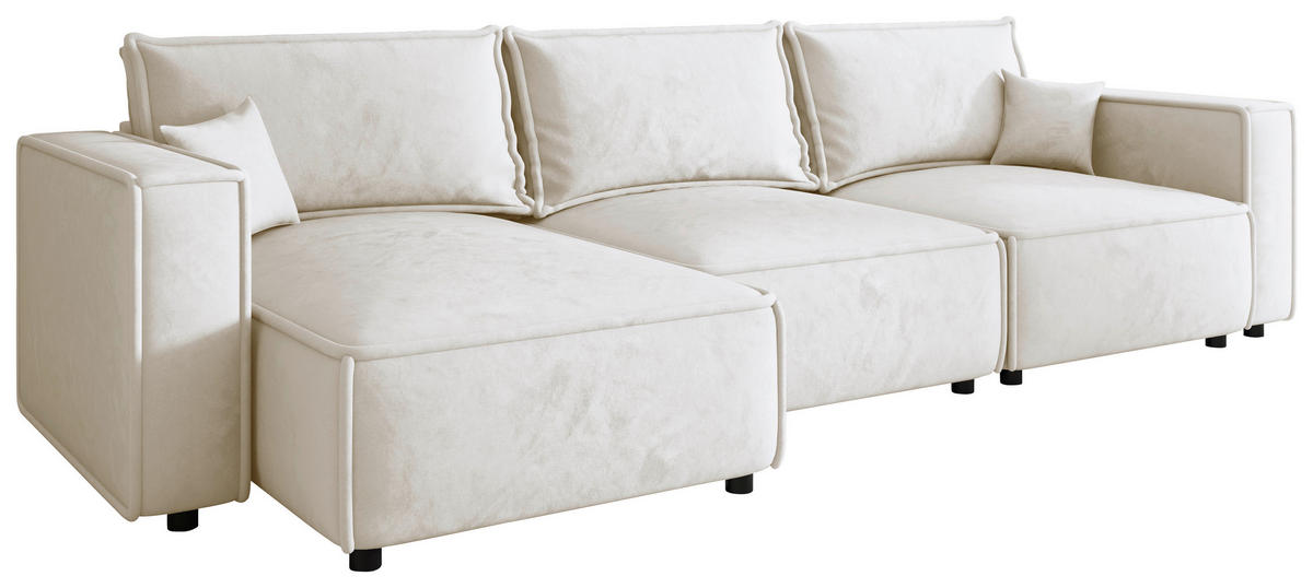 ECKSOFA Creme Webstoff Zierkissen, Rückenkissen, Rücken echt  - Creme/Schwarz, MODERN, Kunststoff/Textil (153/350cm) - Xora