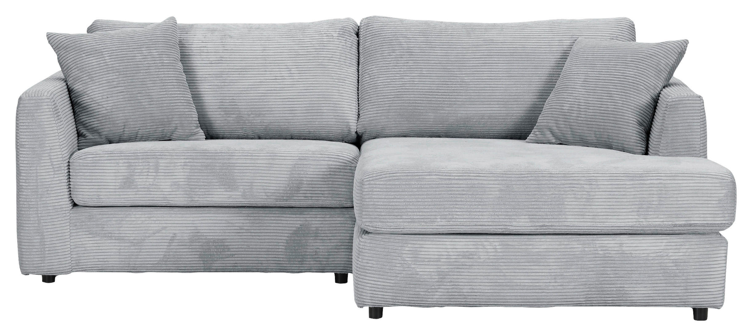 ECKSOFA 234/170 cm  in Cord Hellgrau Zierkissen, Rückenkissen, Rücken echt  234/170 cm  - Hellgrau/Schwarz, KONVENTIONELL, Kunststoff/Textil (234/170cm) - Carryhome