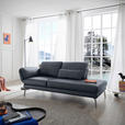 RÉCAMIERE in Echtleder Dunkelblau, Blaugrau  - Chromfarben/Blaugrau, Design, Leder/Metall (209/85-109/95-16cm) - Dieter Knoll