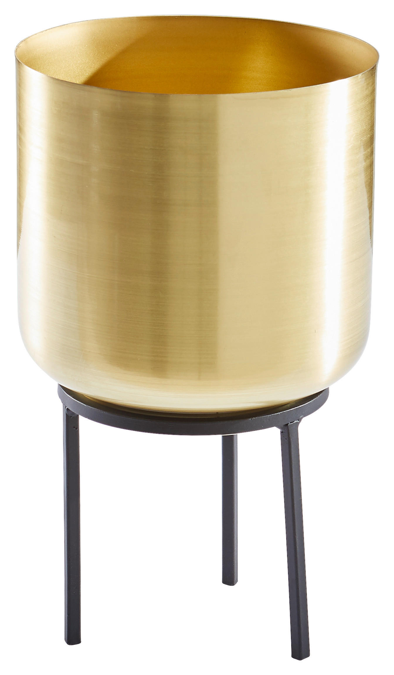 BLUMENTOPF   - Goldfarben/Schwarz, Trend, Metall (15/25cm) - Ambia Home