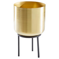 BLUMENTOPF   - Goldfarben/Schwarz, Trend, Metall (15/25cm) - Ambia Home