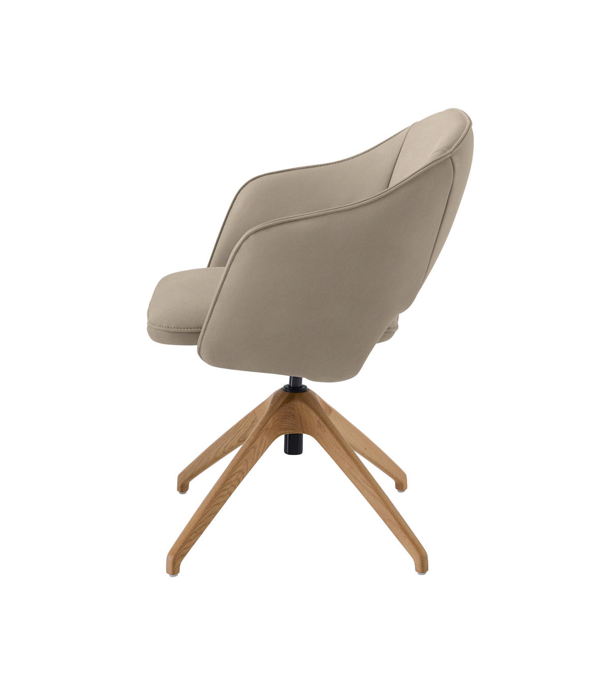 ARMLEHNSTUHL  in Echtleder naturbelassen  - Wildeiche/Beige, Design, Leder/Holz (63/74-90/57-73cm) - Koinor