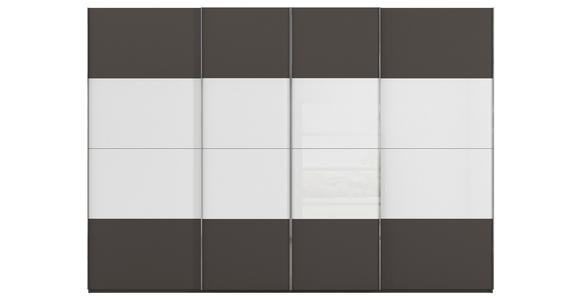 SCHWEBETÜRENSCHRANK  in Graphitfarben, Weiß  - Chromfarben/Graphitfarben, KONVENTIONELL, Glas/Holzwerkstoff (316/235/68cm) - Novel