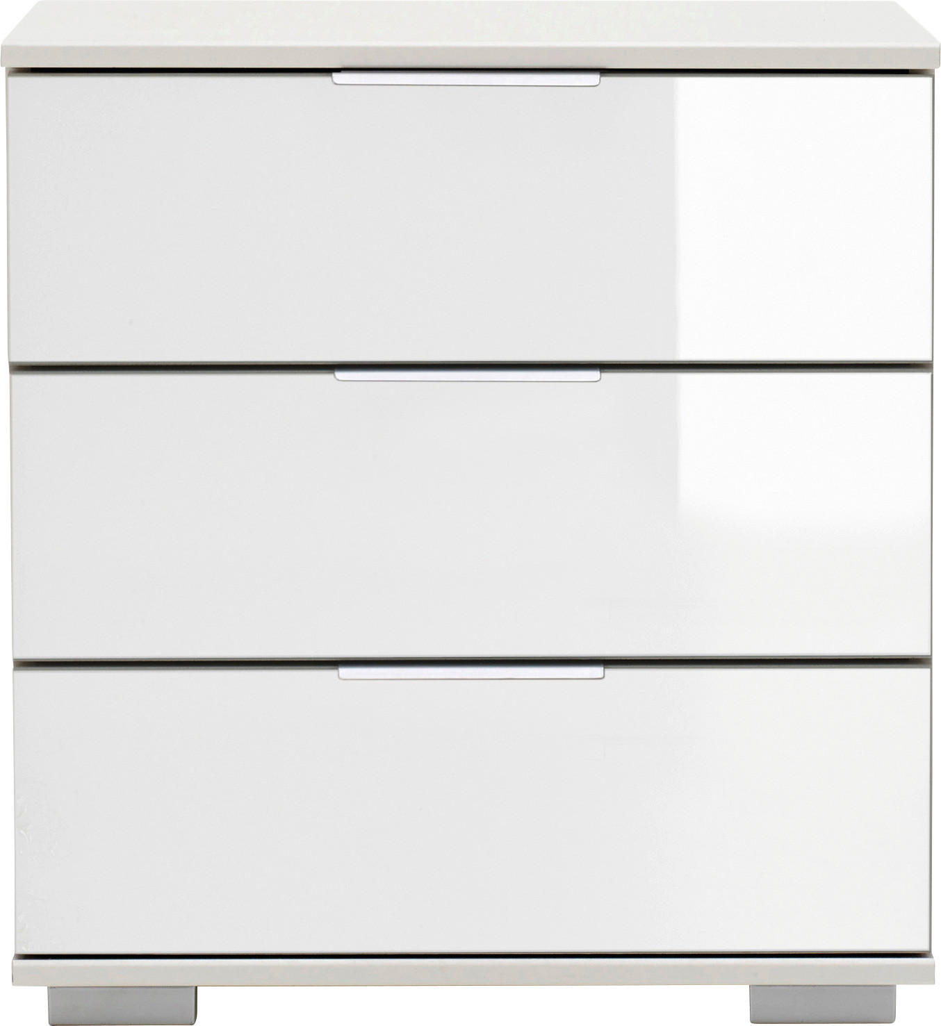 NACHTSCHRANK Weiß - Chromfarben/Alufarben, Design, Glas/Kunststoff (52/58/38cm) - Carryhome