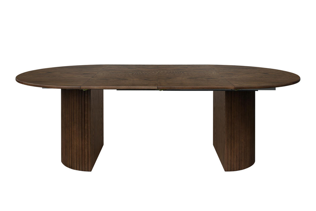 MATBORD 130-230/130/75 cm delar i massivt trä  trä finns i olika trädekorer rund mörkbrun  - mörkbrun, Modern, trä (130-230/130/75cm) - Niels Andersson