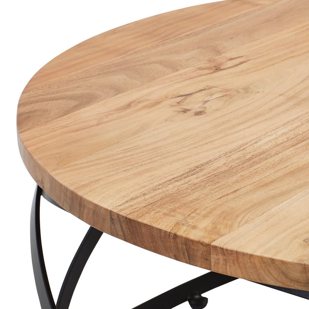 Thumbnail - Mid.you Couchtisch, Schwarz, Akazie, Holz, Metall, Akazie, vollmassiv, Holz, rund, rund, 80x40x80 cm, rostfrei, Wohnzimm...