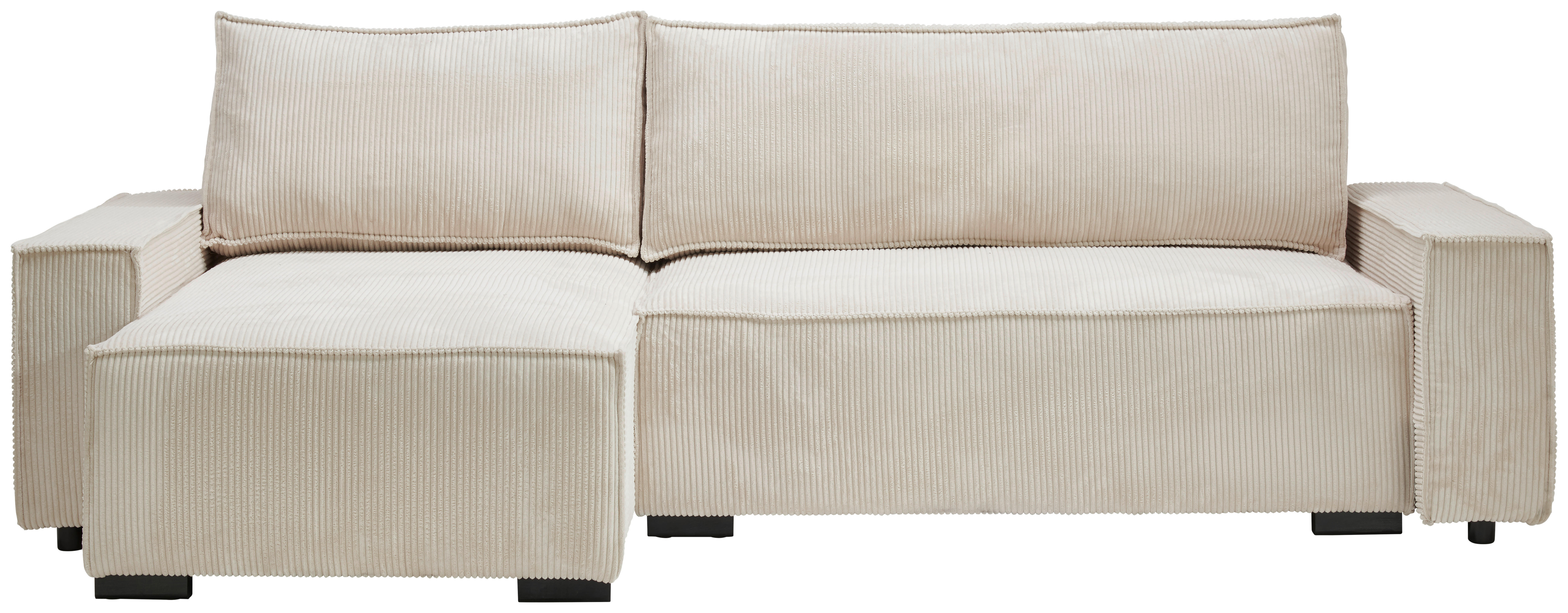 ECKSOFA in Cord Creme  - Creme/Schwarz, Modern, Holz/Textil (157/265cm) - Carryhome