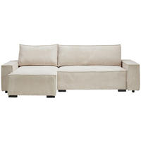 ECKSOFA in Cord Creme  - Creme/Schwarz, Modern, Holz/Textil (157/265cm) - Carryhome
