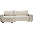 ECKSOFA Creme Cord, Webstoff  - Creme/Schwarz, MODERN, Holz/Textil (157/265cm) - Carryhome