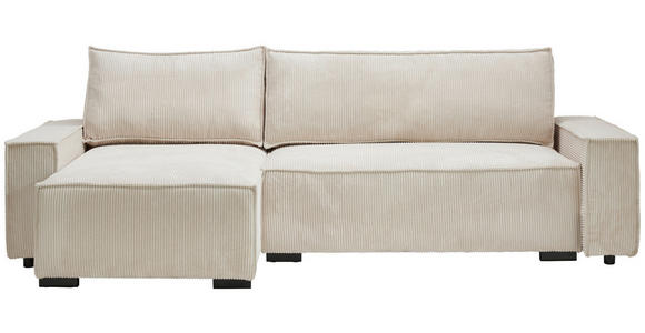 ECKSOFA in Cord, Webstoff Creme  - Creme/Schwarz, MODERN, Holz/Textil (157/265cm) - Carryhome