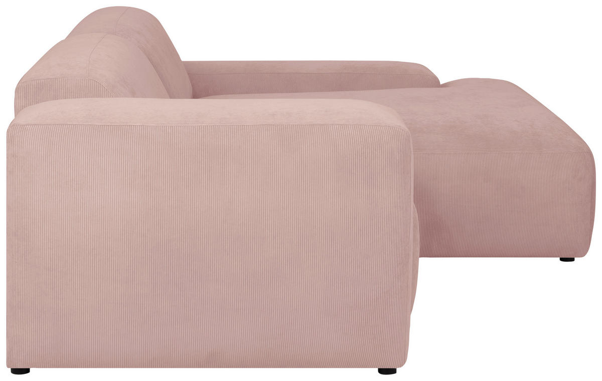 ECKSOFA HANNAH Rosa Cord  - Schwarz/Rosa, Design, Kunststoff/Textil (252/170cm) - MID.YOU