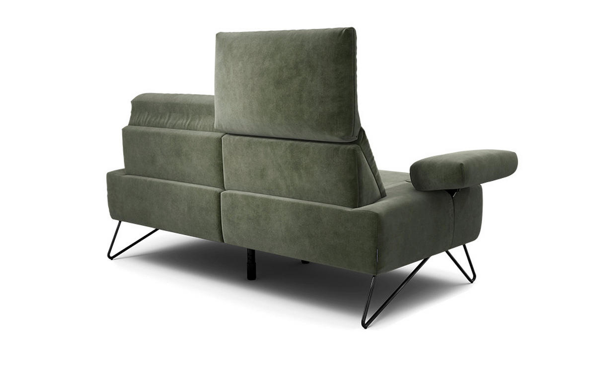 2-SITZER-SOFA Samt Waldgrün  - Waldgrün/Schwarz, Design, Textil/Metall (164-194/85/86-94cm) - SENSOO