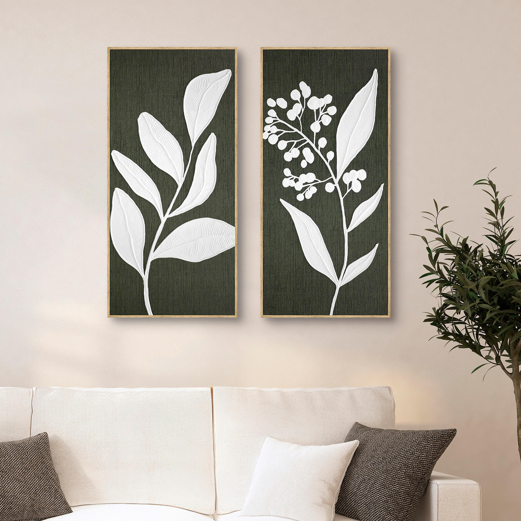 ÖLGEMÄLDE Blumen 40/85 cm  - Eichefarben/Multicolor, Basics, Holzwerkstoff (40/85cm) - Monee