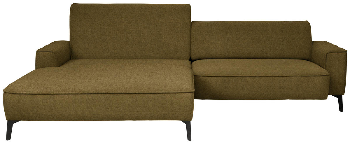 ECKSOFA in Flachgewebe Khaki  - Khaki/Schwarz, Design, Textil/Metall (190/285cm) - Johann Jakob
