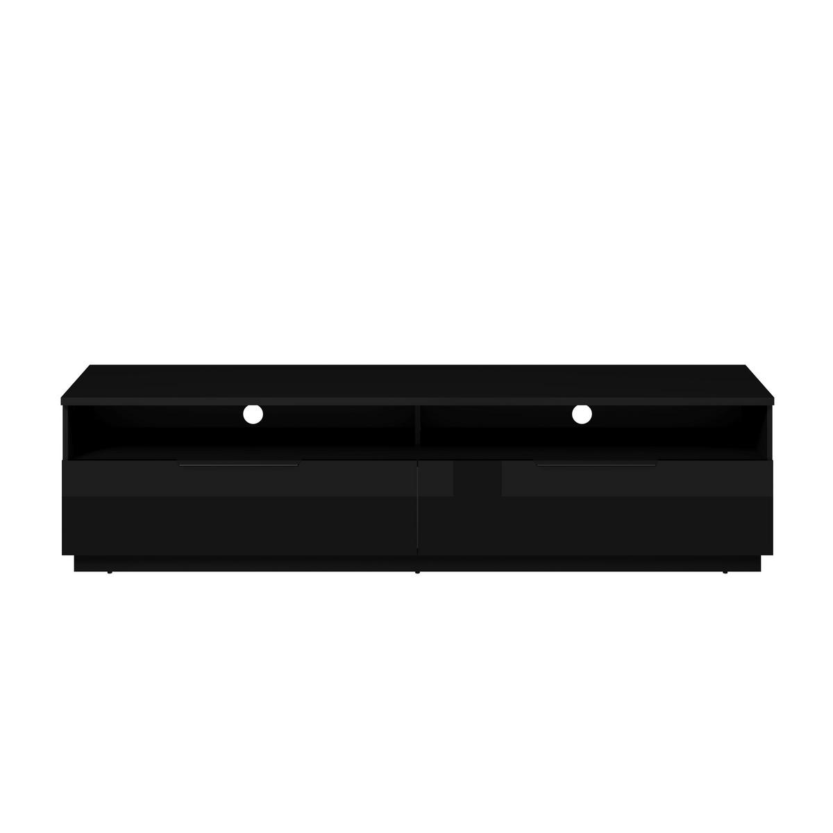 LOWBOARD Tuluza 199,9/50,6/40,5 cm 2 Schublade(n) stehend  - Schwarz Hochglanz/Schwarz, Design, Holzwerkstoff/Metall (199,9/50,6/40,5cm) - MID.YOU