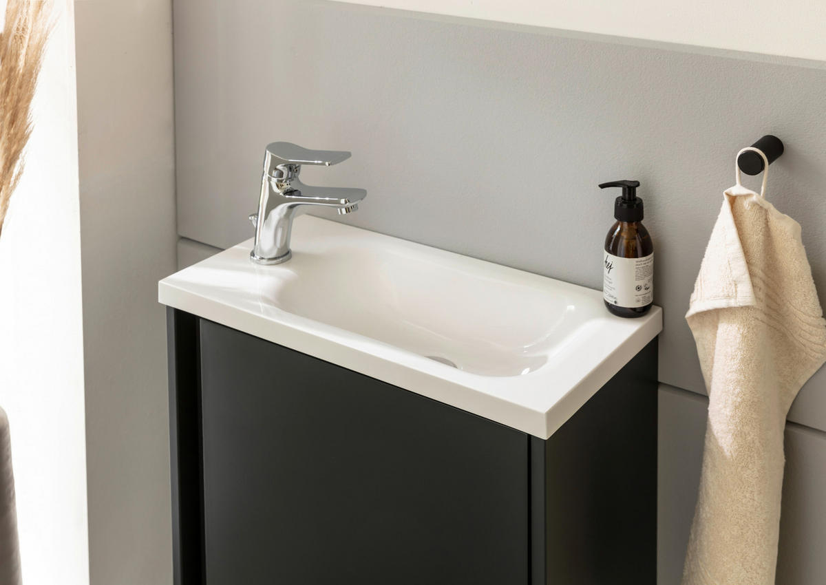 GÄSTEBAD - Weiss/Anthrazit, Konventionell, Glas/Holzwerkstoff (50cm) - Xora