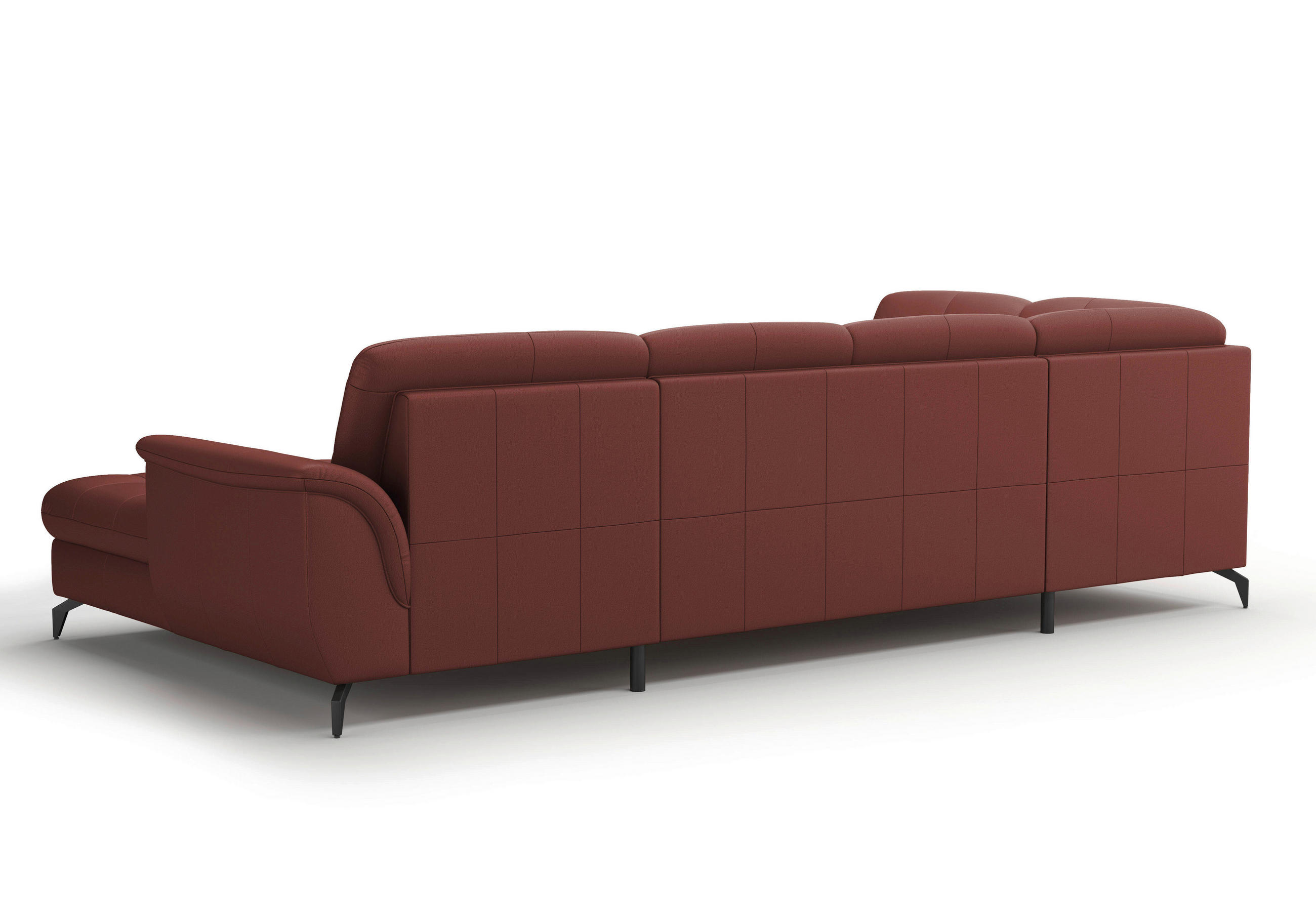 WOHNLANDSCHAFT Rotbraun Echtleder  - Rotbraun/Schwarz, MODERN, Leder/Metall (212/319/164cm) - Sit & More