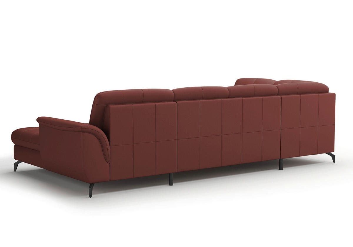 WOHNLANDSCHAFT Rotbraun Echtleder  - Rotbraun/Schwarz, MODERN, Leder/Metall (212/319/164cm) - Sit & More