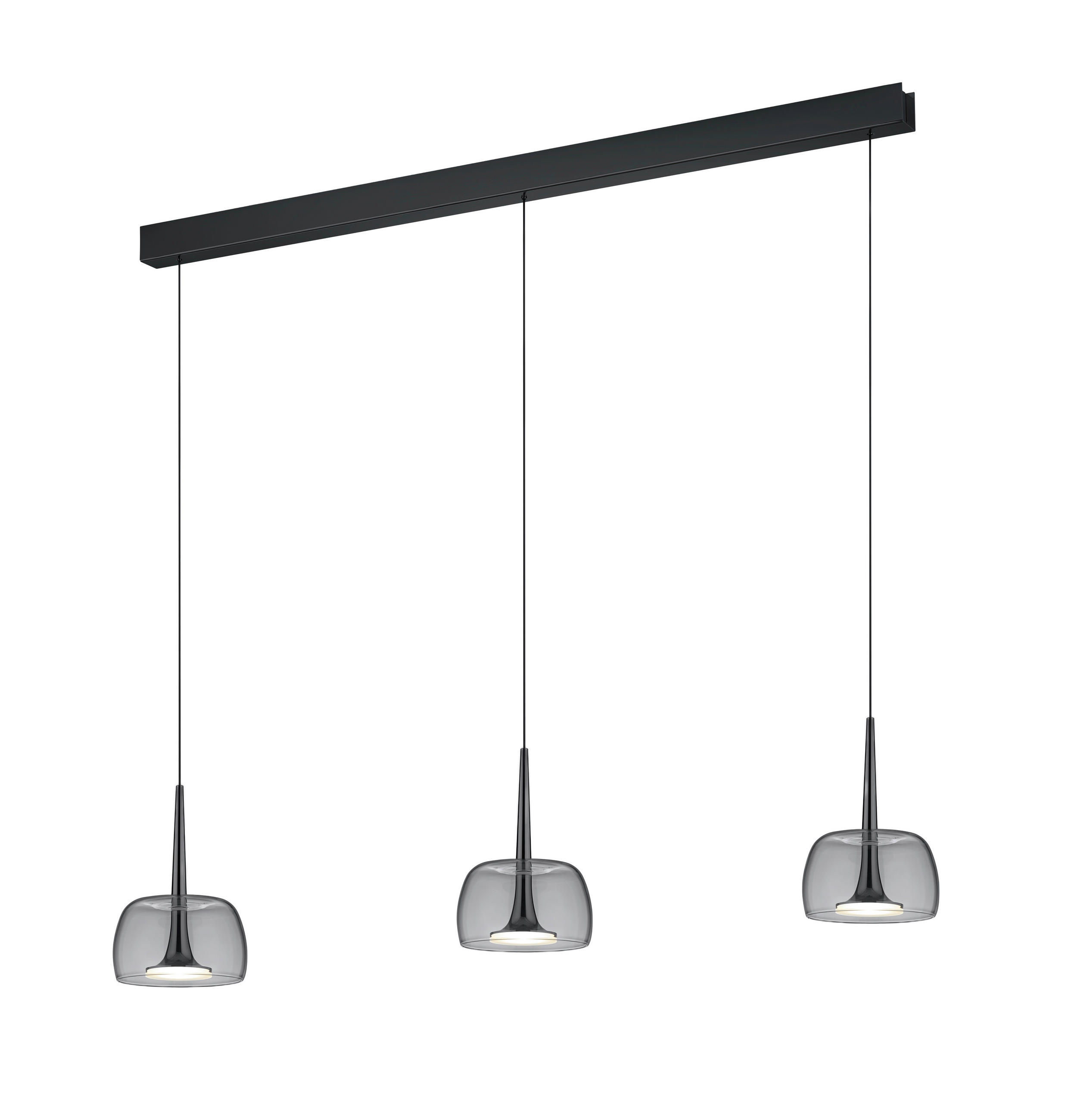 LED-HÄNGELEUCHTE Flute 110/7/200 cm   - Schwarzchrom, Design, Glas/Kunststoff (110/7/200cm) - Helestra