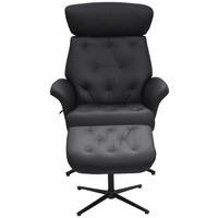 POČIVALNIK S PODNOŽNIKOM,  črna, barva oreha les, tekstil, usnje - črna/barva oreha, Design, kovina/tekstil (77/86-106/82-108cm) - Xora