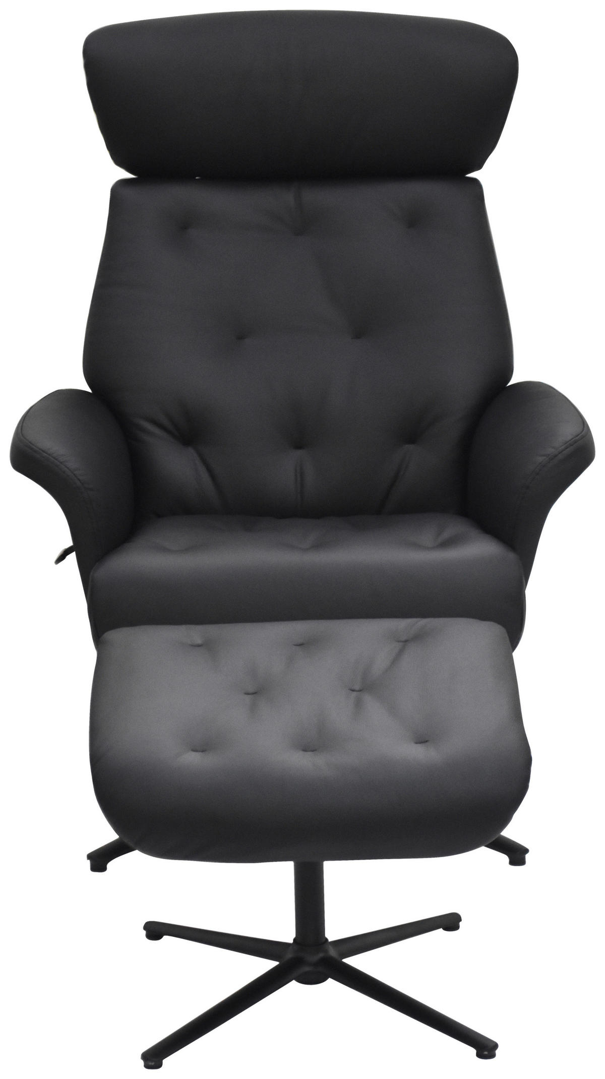 POČIVALNIK S PODNOŽNIKOM,  črna, barva oreha les, tekstil, usnje - črna/barva oreha, Design, kovina/tekstil (77/86-106/82-108cm) - Xora