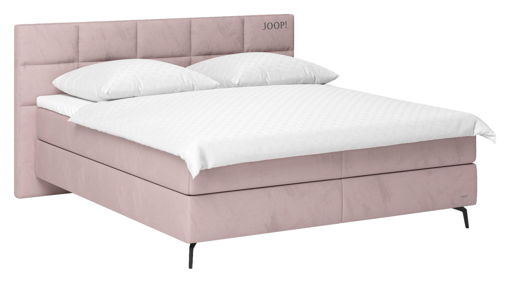 BOXSPRINGBETT 160/200 cm,  in Rosa, Matratze, Topper, H2 = mittel, H3 = fest, unterschiedliche Matratzenhärtegrade je Bettseite  - Schwarz/Rosa, Design, Textil/Metall (160/200cm) - Joop!