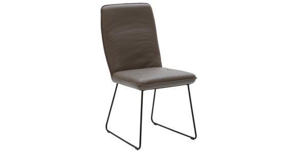 STUHL in Metall, Leder Schwarz, Schlammfarben - Schlammfarben/Schwarz, Design, Leder/Metall (45/96/58cm) - Dieter Knoll