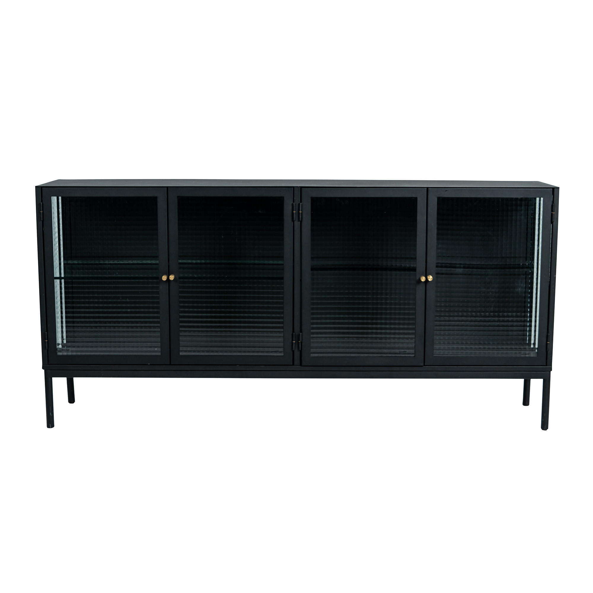 SIDEBOARD  167/80/37 cm  - svart/guldfärgad, Klassisk, metall/glas (167/80/37cm) - Niels Andersson