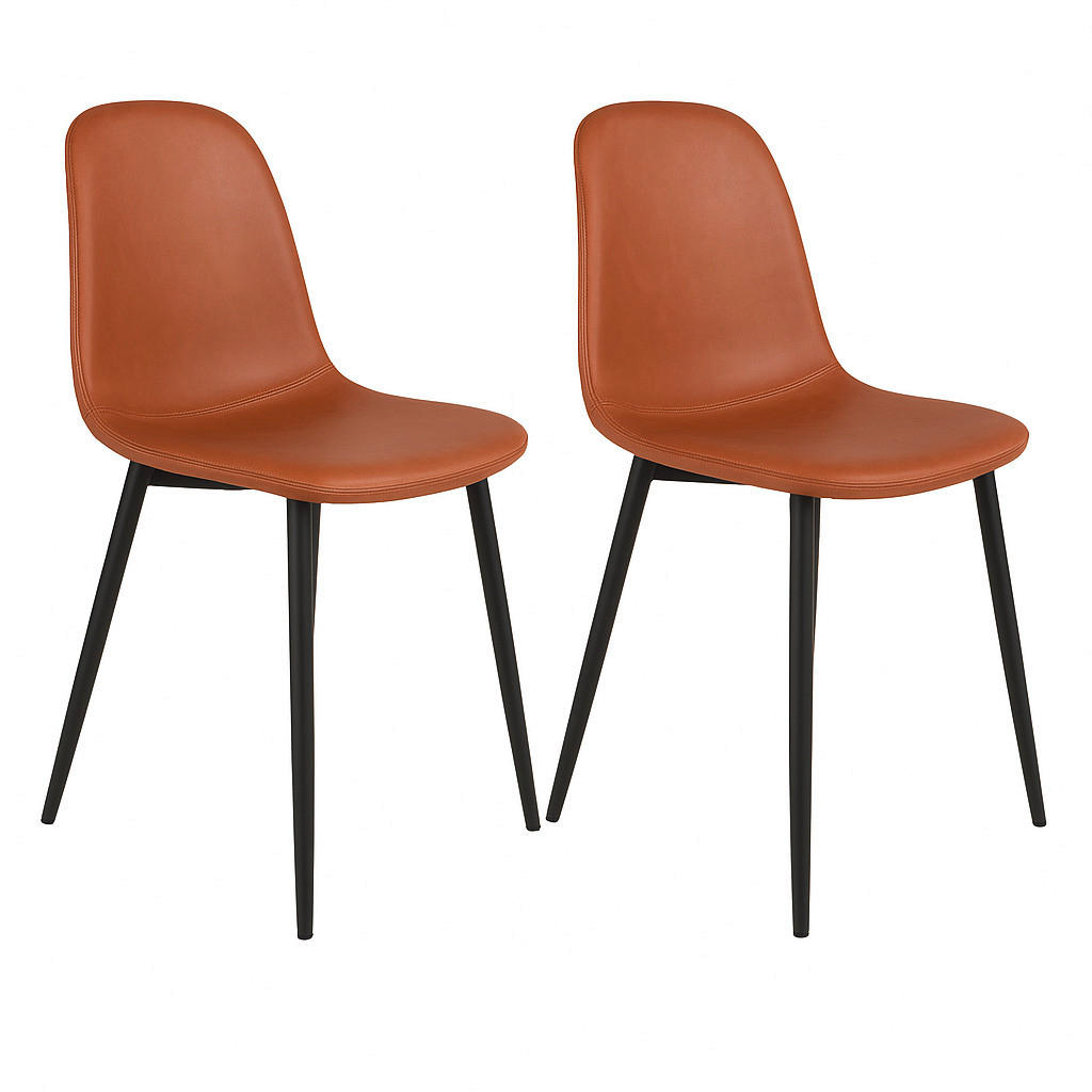 STUHL-SET 2 Stück  in Lederlook Textil  - Cognac/Schwarz, MODERN, Textil/Metall (44/86/54cm) - MID.YOU