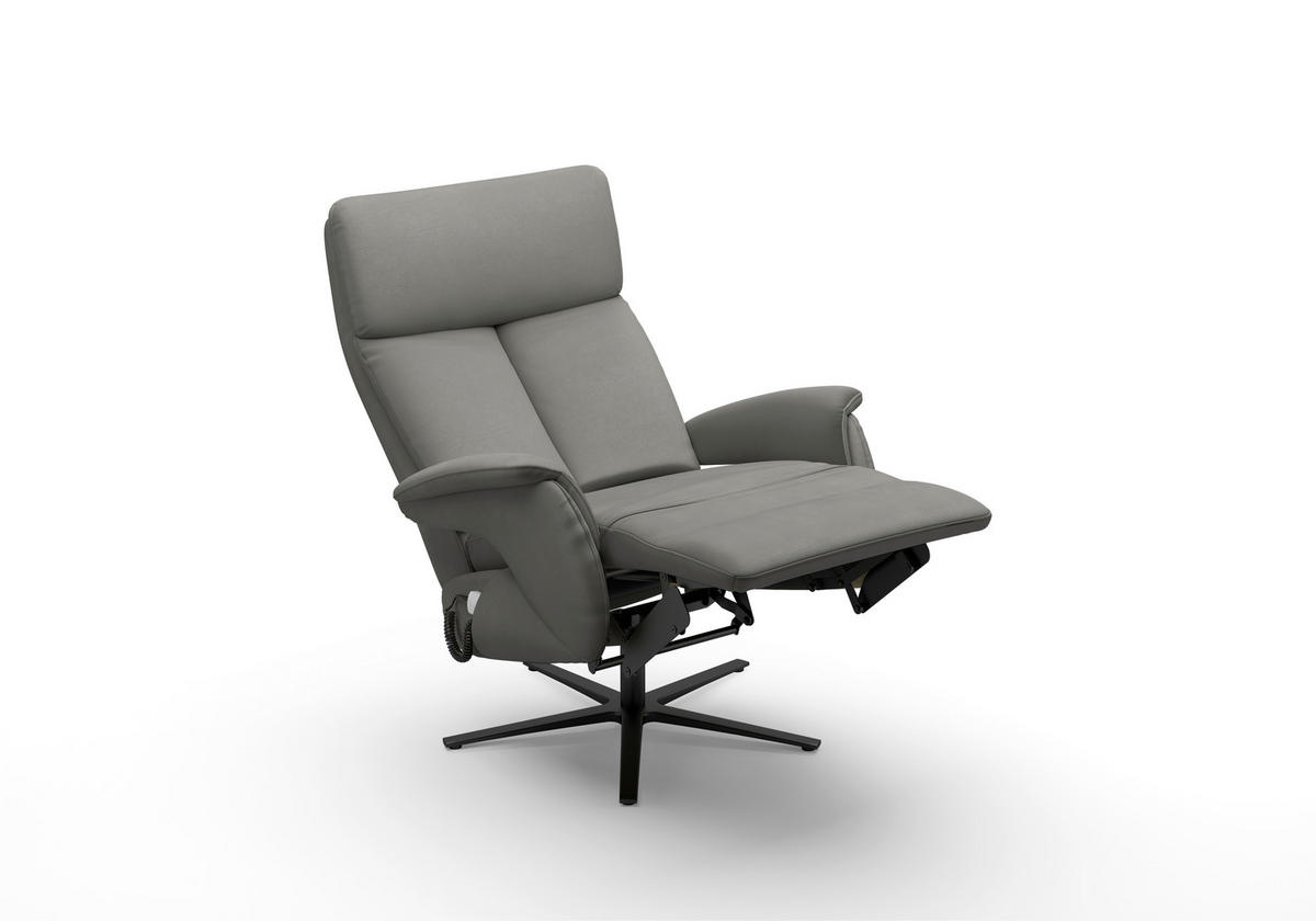 RELAXSESSEL TV TRIPLE SEVEN XTRA LARGE L3 Echtleder Kopfteilverstellung, Aufstehhilfe, Fußteilverstellung, Rücken echt    - Schwarz/Mokka, Basics, Leder/Metall (86/115/86cm) - Sit & More