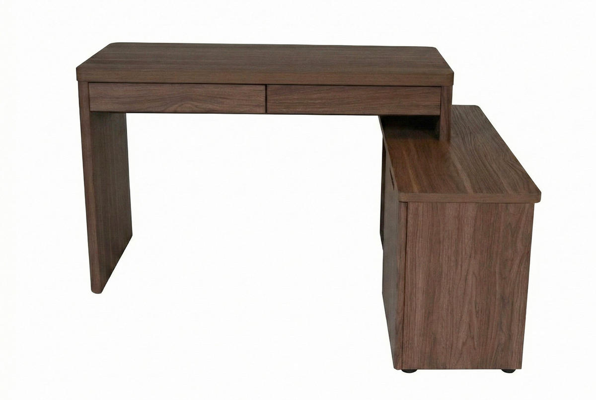 ECKSCHREIBTISCH 140/118/76 cm Walnussfarben Kabeldurchlass, Stauraum, seitenverkehrt montierbar, in verschiedenen Holz-Dekoren erhältlich  - Eichefarben/Walnussfarben, MODERN, Holzwerkstoff (140/118/76cm) - MID.YOU