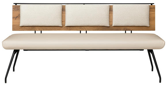 SITZBANK 190/88/62 cm  in Schwarz, Eichefarben, Beige  - Eichefarben/Beige, Design, Holzwerkstoff/Textil (190/88/62cm) - Moderano