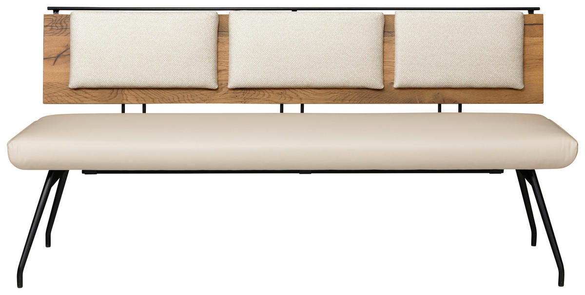 SITZBANK Metall, Textil, Holzwerkstoff Schwarz, Eichefarben, Beige  - Eichefarben/Beige, Design, Holzwerkstoff/Textil (230/88/62cm) - Moderano