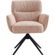 ARMLEHNSTUHL  Stoffauswahl, Sitzfläche 360° drehbar, automatische Rückholfunktion Leinenoptik  - Schwarz/Rosa, Design, Textil/Metall (67/86/68cm) - Novel