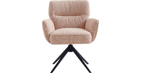 ARMLEHNSTUHL  Stoffauswahl, Sitzfläche 360° drehbar, automatische Rückholfunktion Leinenoptik  - Schwarz/Rosa, Design, Textil/Metall (67/86/68cm) - Novel