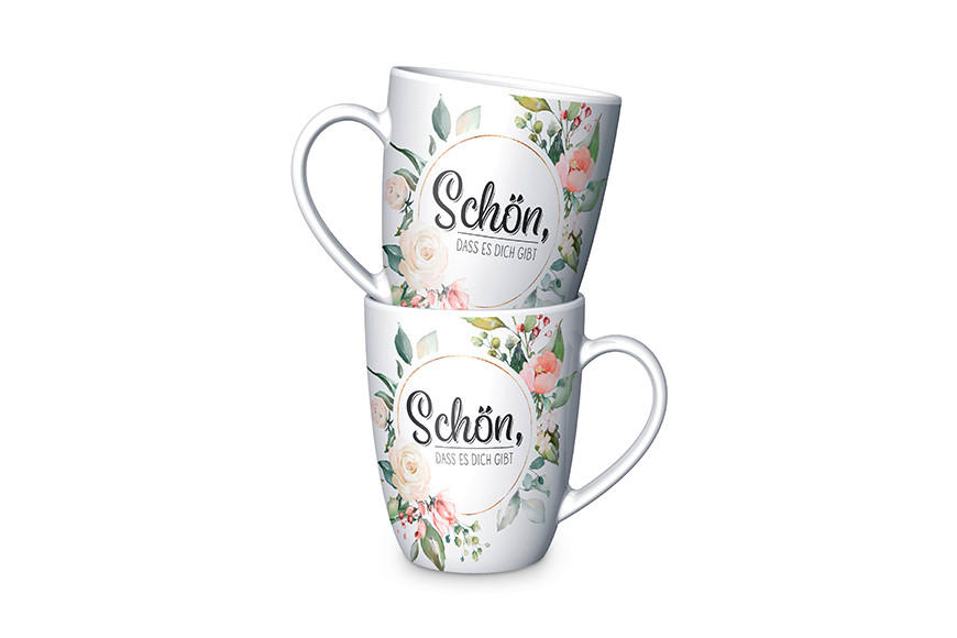 KAFFEEBECHER Lovely Greetings  250 ml   - Weiß/Rosa, Basics, Keramik (14,9/19,8/8,2cm)